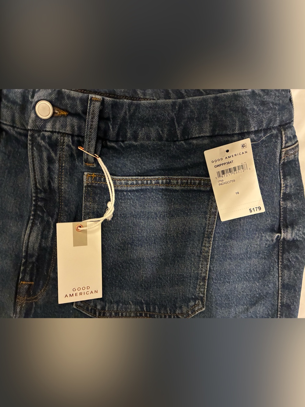 Good American Dark Blue Palazzo Flare Jeans - Picture 5 of 11